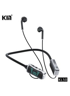 KIN Kin KL50 Bluetooth Neckband Earphones 48H Playtime With LED Display TF Card Slot Multi Functional Button Control Black  - Image 1