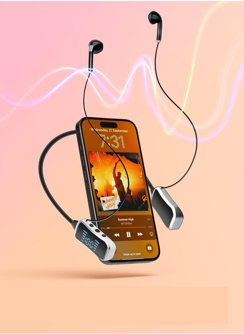 KIN - Kin KL50 Bluetooth Neckband Earphones 48H Playtime With LED Display TF Card Slot Multi Functional Button Control Black - Image 1