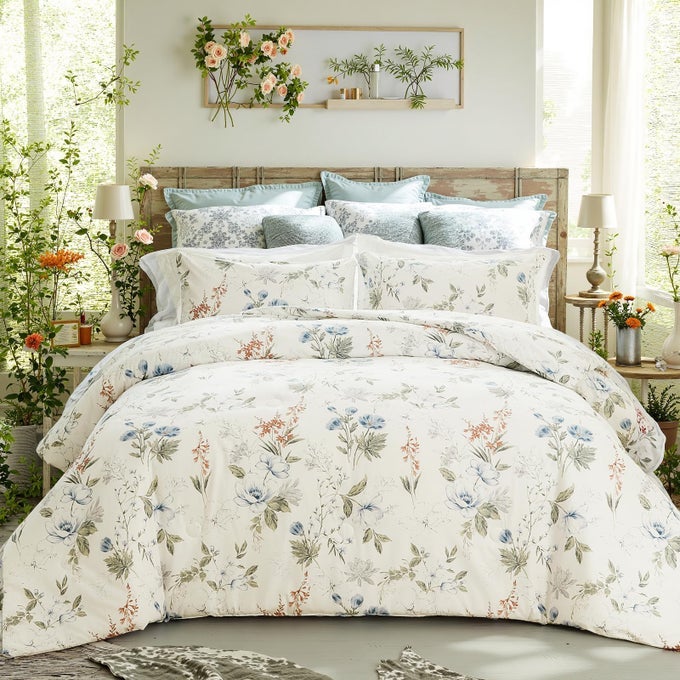 FLORAL COMFORTER SET KING SIZE 100 COTTON COMFORTER GREEN FLORAL BEDDING COMFORTER SET 3PCS ULTRA SOFT AND EASY CARE REVERSIBLE LIGHTWEIGHT BEDDING SETS