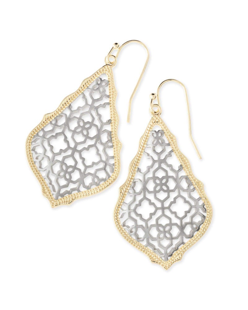 Kendra Scott Addie Drop Earrings for Women in Mixed Metal Filigree, Fashion Jewelry, 14k Gold-Plated and Rhodium-Plated - Image 1