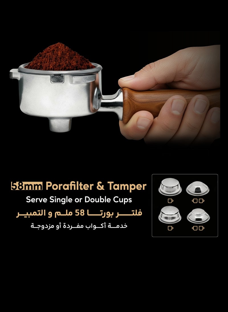 ليبرسو ماكينة قهوة تجارية إكسيليتزا مع غلاية مزدوجة تحكم بدرجة حرارة قابلة للتعديل وحساس حركة / تحكم باللمس بدون لمس / سعة خزان المياه 3 لتر / مرشح بورتافيلتر 58 مم / القدرة 2750 وات - أبيض - Image 5