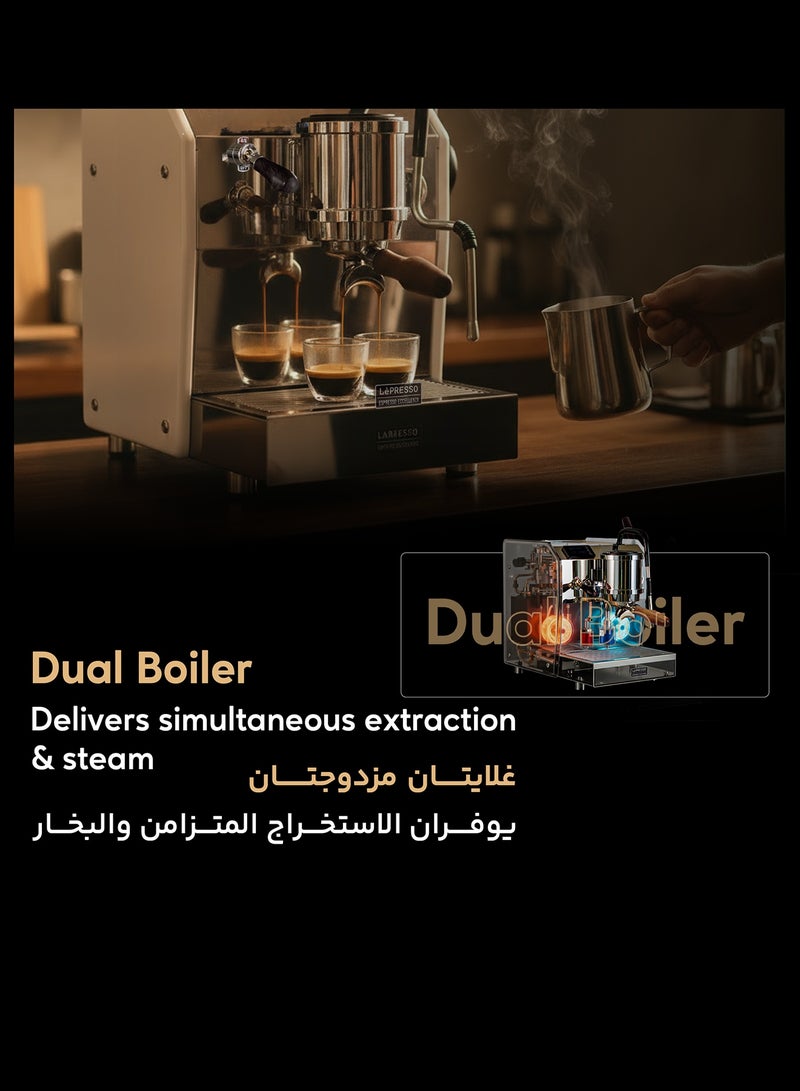 ليبرسو ماكينة قهوة تجارية إكسيليتزا مع غلاية مزدوجة تحكم بدرجة حرارة قابلة للتعديل وحساس حركة / تحكم باللمس بدون لمس / سعة خزان المياه 3 لتر / مرشح بورتافيلتر 58 مم / القدرة 2750 وات - أبيض - Image 3