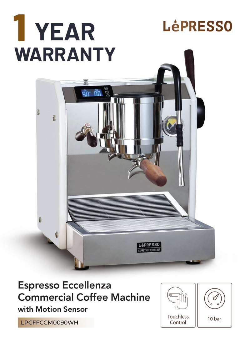 ليبرسو ماكينة قهوة تجارية إكسيليتزا مع غلاية مزدوجة تحكم بدرجة حرارة قابلة للتعديل وحساس حركة / تحكم باللمس بدون لمس / سعة خزان المياه 3 لتر / مرشح بورتافيلتر 58 مم / القدرة 2750 وات - أبيض - Image 1