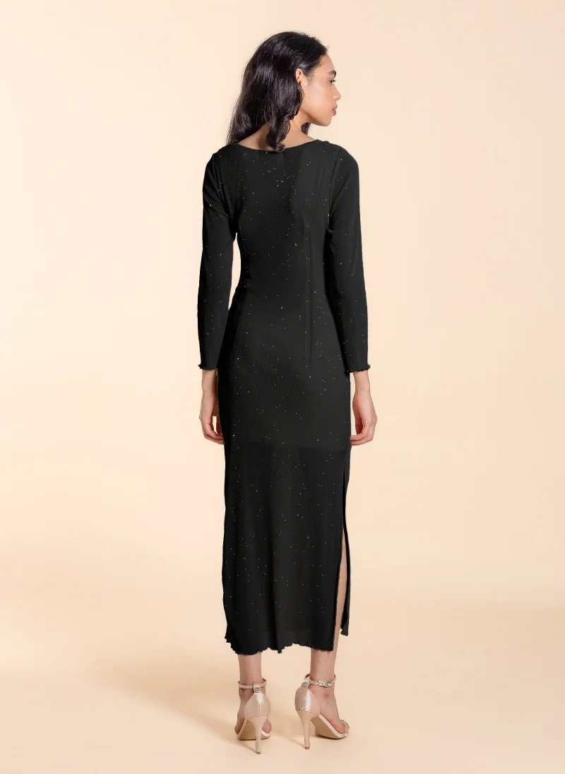 SHAPES DETAILED MESH MAXI DRESS