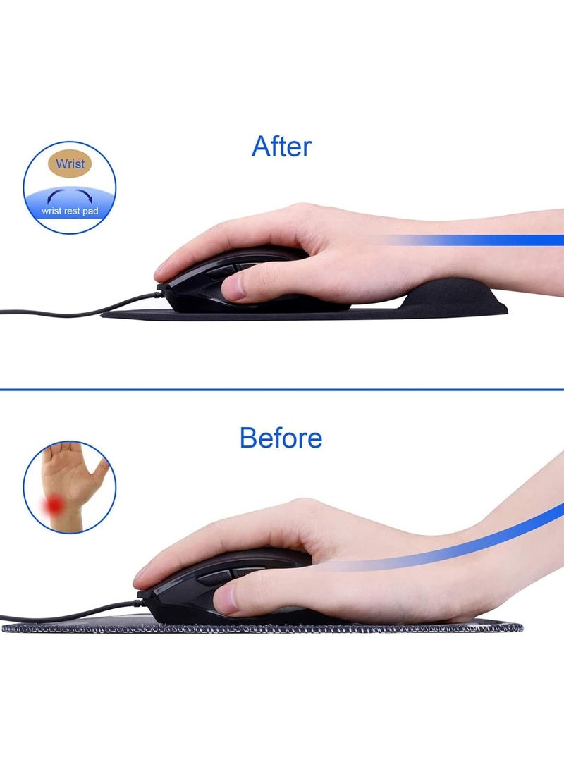 Premium Ergonomic Mouse Pad with Gel Wrist Rest - Comfortable Lycra Cloth Surface & Built-in Wrist Support - Non-Slip Base Gaming/Office Mousepad (Black) - Image 2