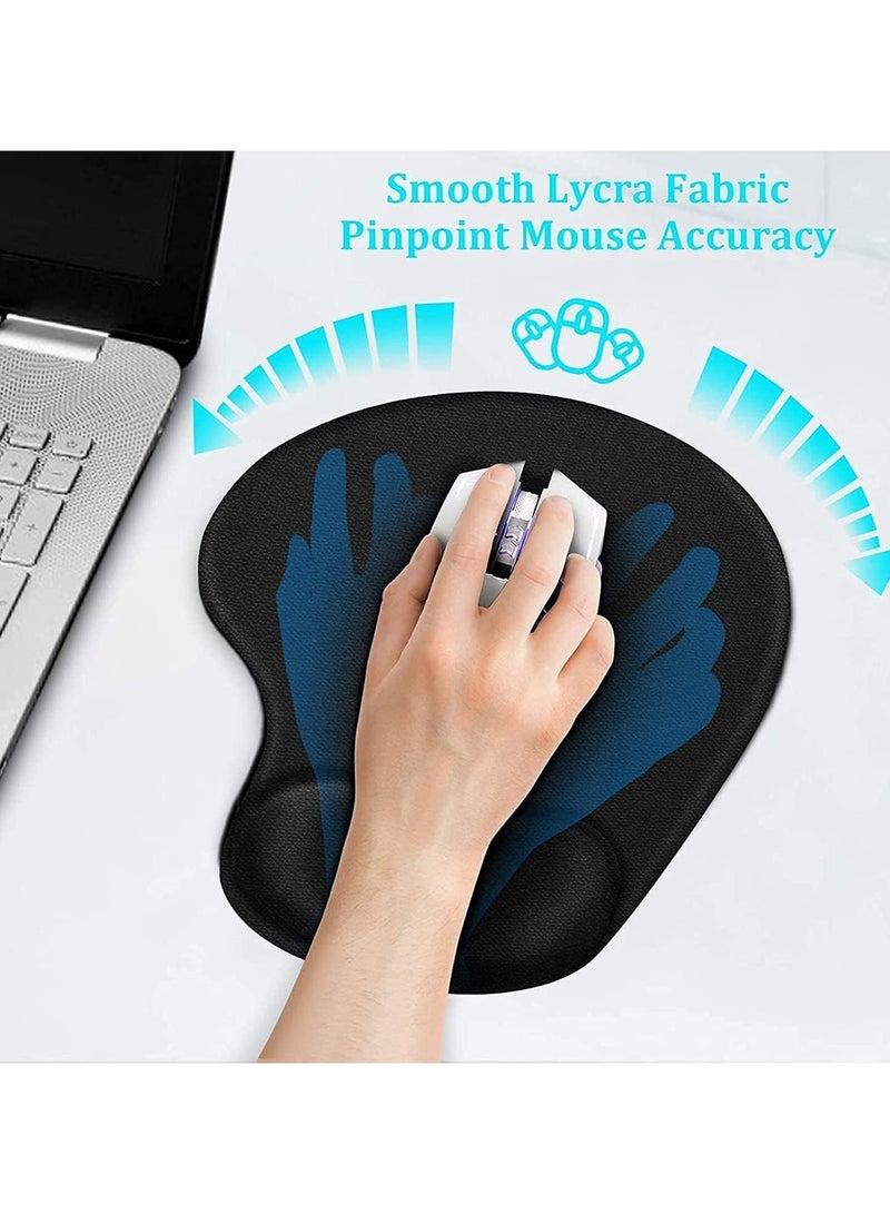 Premium Ergonomic Mouse Pad with Gel Wrist Rest - Comfortable Lycra Cloth Surface & Built-in Wrist Support - Non-Slip Base Gaming/Office Mousepad (Black) - Image 3