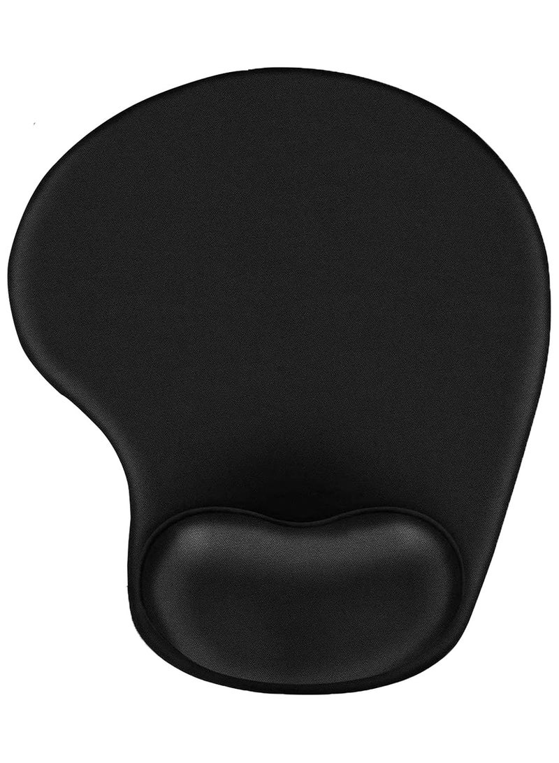 Premium Ergonomic Mouse Pad with Gel Wrist Rest - Comfortable Lycra Cloth Surface & Built-in Wrist Support - Non-Slip Base Gaming/Office Mousepad (Black) - Image 1