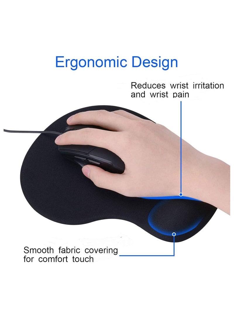 Premium Ergonomic Mouse Pad with Gel Wrist Rest - Comfortable Lycra Cloth Surface & Built-in Wrist Support - Non-Slip Base Gaming/Office Mousepad (Black) - Image 5