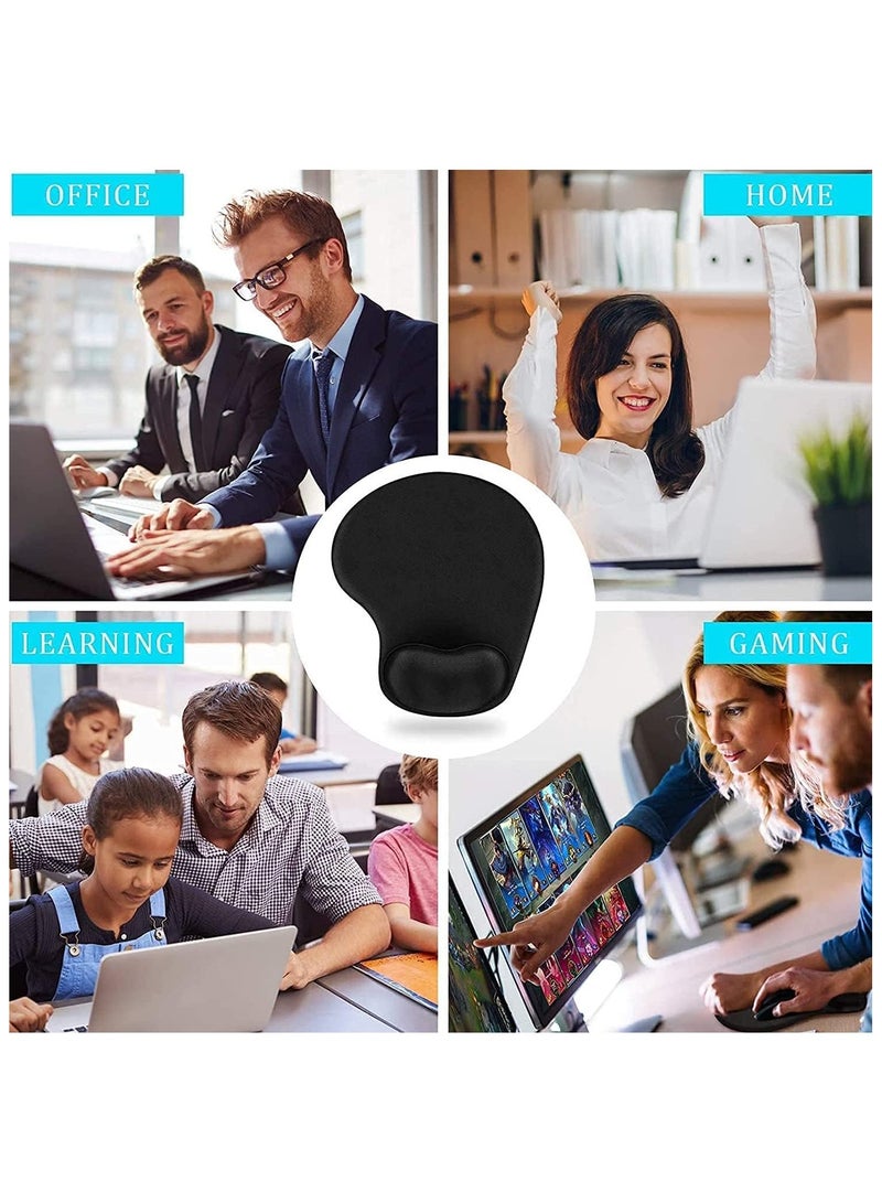 Premium Ergonomic Mouse Pad with Gel Wrist Rest - Comfortable Lycra Cloth Surface & Built-in Wrist Support - Non-Slip Base Gaming/Office Mousepad (Black) - Image 4