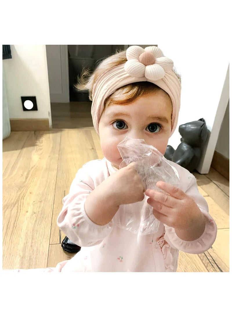 ILovhaprty 3 Pcs Baby Flower Headbands Pink Yellow Blue Baby Headbands Soft Hairbands Hair Accessories for Newborn Infant Toddler Kids Pink Yellow Blue - Image 5