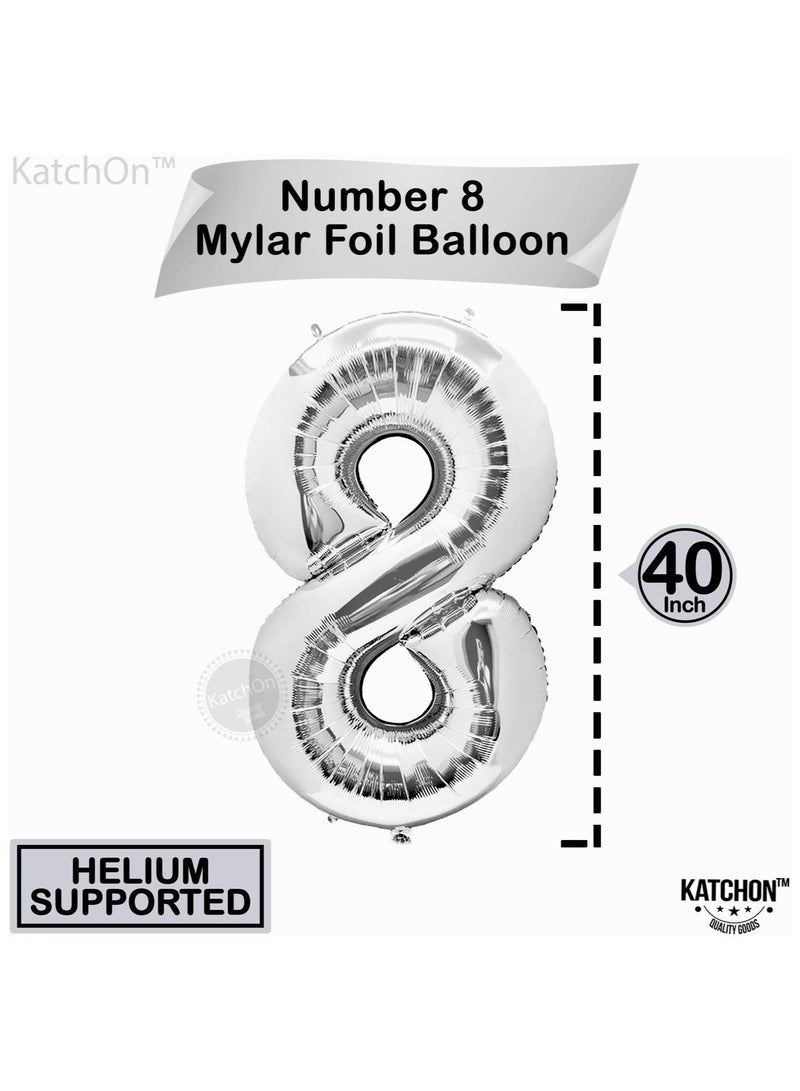 Silver Number 8 Foil Balloon For 8th Birthday Decoration
