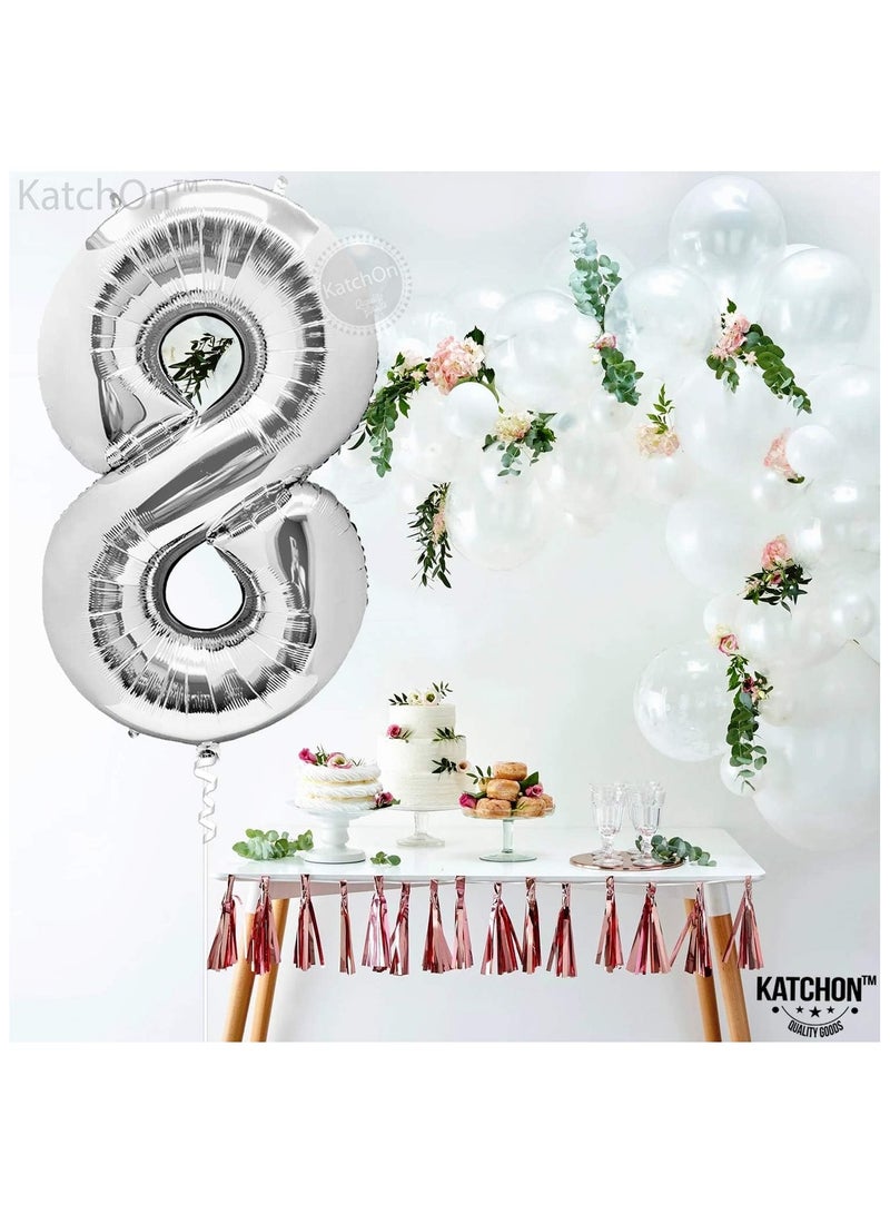 Silver Number 8 Foil Balloon For 8th Birthday Decoration