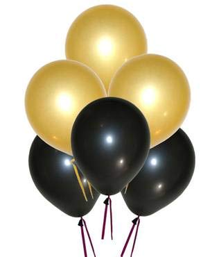 EVISHA HD Latex Big Size 12" Black and Yellow Metallic Latex Balloons/Party Decoration/Theme Party/Birthday Party Decoration(Set of 50) - Image 5