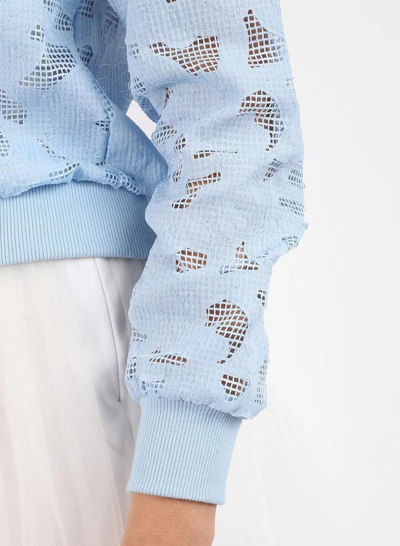 Pinacolada  Women's Sky Blue Self-Design Botanical Jacket for Women | Best Price UAE