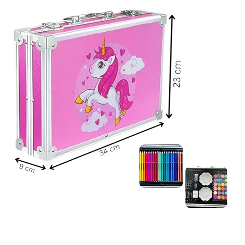 Kitchen Bloom Color Kit Art Set for Kids, 145 Pieces Drawing Kit with Colour Pencils, Oil Pastels, Paint Brushes, Water Colours, Marker Pens, Color Set for Kids (Unicorn (Pink)) - Image 2