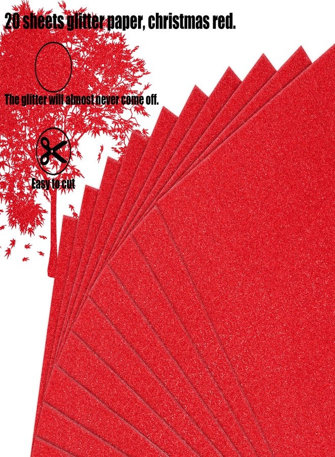 FEILIBAY 20 Sheets Christmas Red Glitter Cardstock Paper, A4 Size Glitter Paper for Crafts, Birthday and Wedding Party decorations, Gift Box packing and Other DIY Projects, 250GSM/92lb - Image 3