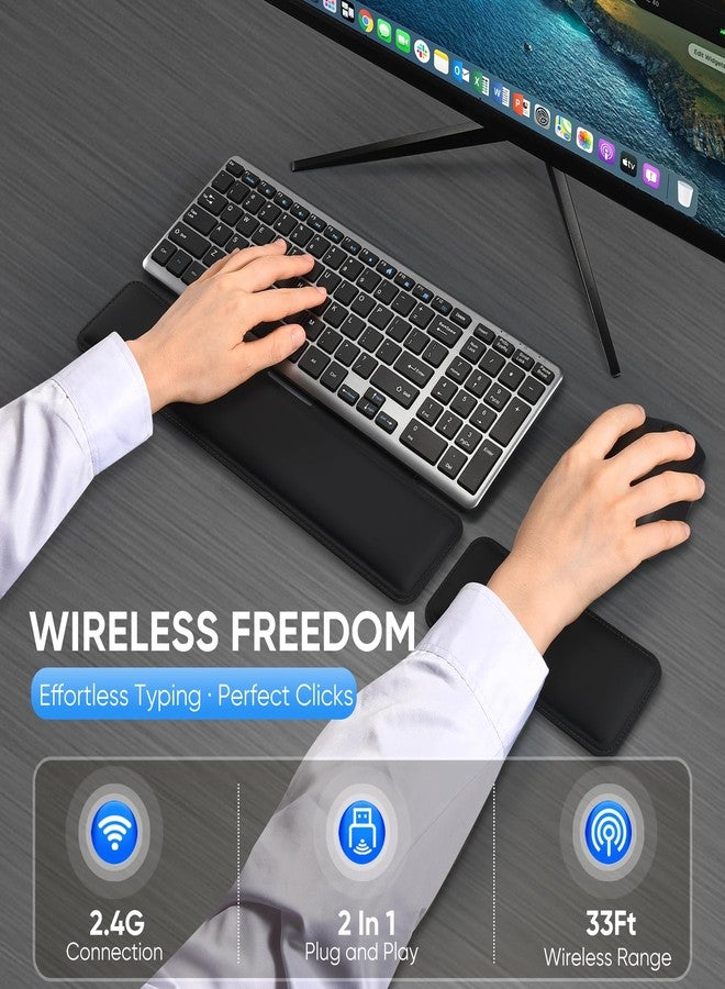 TPKKNGE Wireless Keyboard & Mouse Combo with Keyboard Magnetic Wrist Rest and Mouse Wrist Rest - Ergonomic Design for Typing Pain Relief, Desk Pads Support Hand and Arm, 2.4G Stable Connection,Adjustable DPI - Image 5