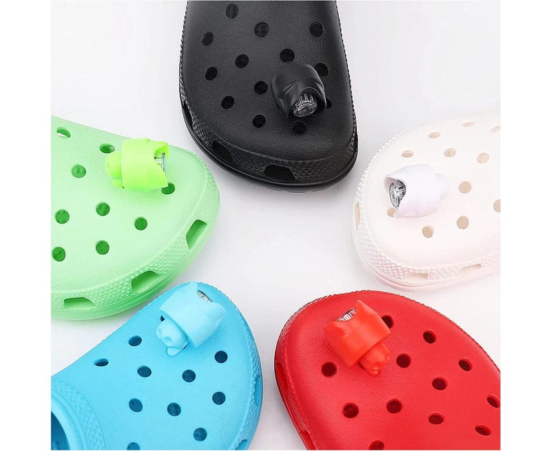 قطعتان من مصابيح رأس قابلة لإعادة الشحن للأحذية الكروك (Croc) - 3 أنماط إضاءة LED - زخارف أضواء أحذية مقاومة للماء - لون أسود - Image 4