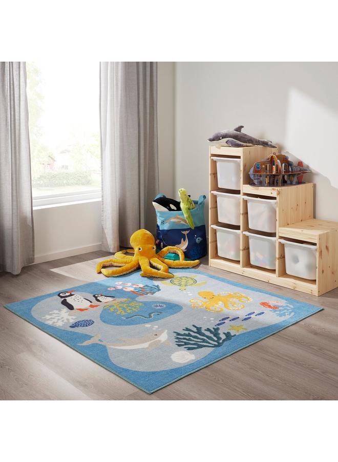 erorex Rug, Ocean Animals Pattern/Multicolour, 133X133 Cm - Image 3