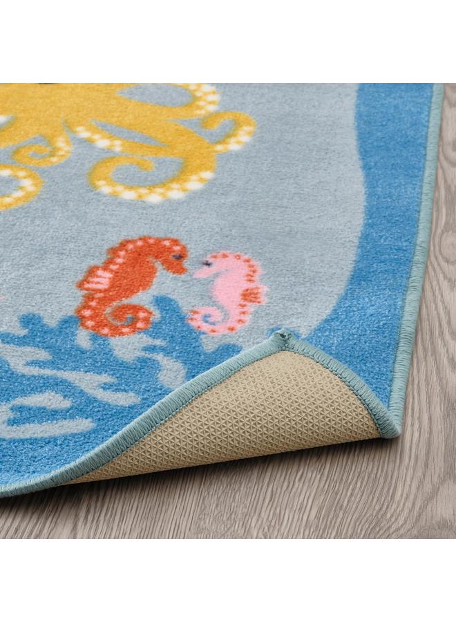 erorex Rug, Ocean Animals Pattern/Multicolour, 133X133 Cm - Image 4