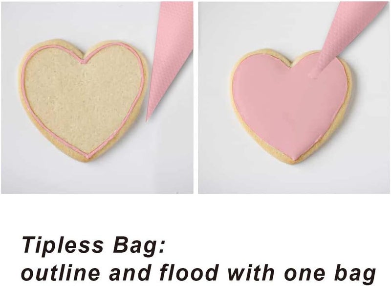 Weetiee Tipless Piping Bags - 100pcs 12-Inch Disposable Piping Pastry Bag for Royal Icing/Cookies Decorating - Best Frosting Icing Bags Cookie/Cake Decorating Tools - Bonus 2 Clips &1 Scriber Needle - Image 3