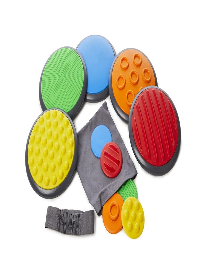 GONGE Tactile Sensory Discs - Starter Set - 10 Textured Stepping Discs, Sensory Exploration, Cognitive Development - Includes Blindfold - Ages 1+, Vibrant - Image 2