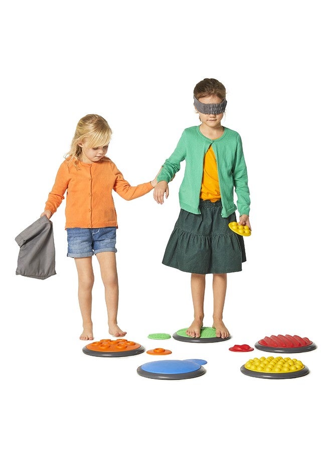 GONGE Tactile Sensory Discs - Starter Set - 10 Textured Stepping Discs, Sensory Exploration, Cognitive Development - Includes Blindfold - Ages 1+, Vibrant - Image 3