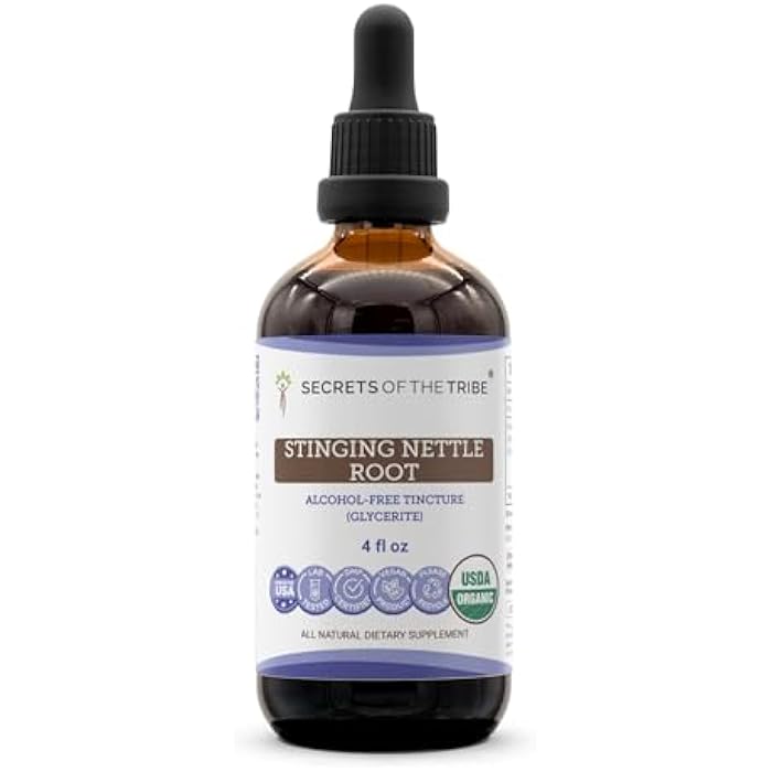 Secrets of the Tribe Stinging Nettle Root USDA Organic | Alcohol-FREE Extract, High-Potency Herbal Drops, Respiratory System | Made from 100% Certified Organic Stinging Nettle (Urtica Dioica) Dried Root 4 oz - Image 1