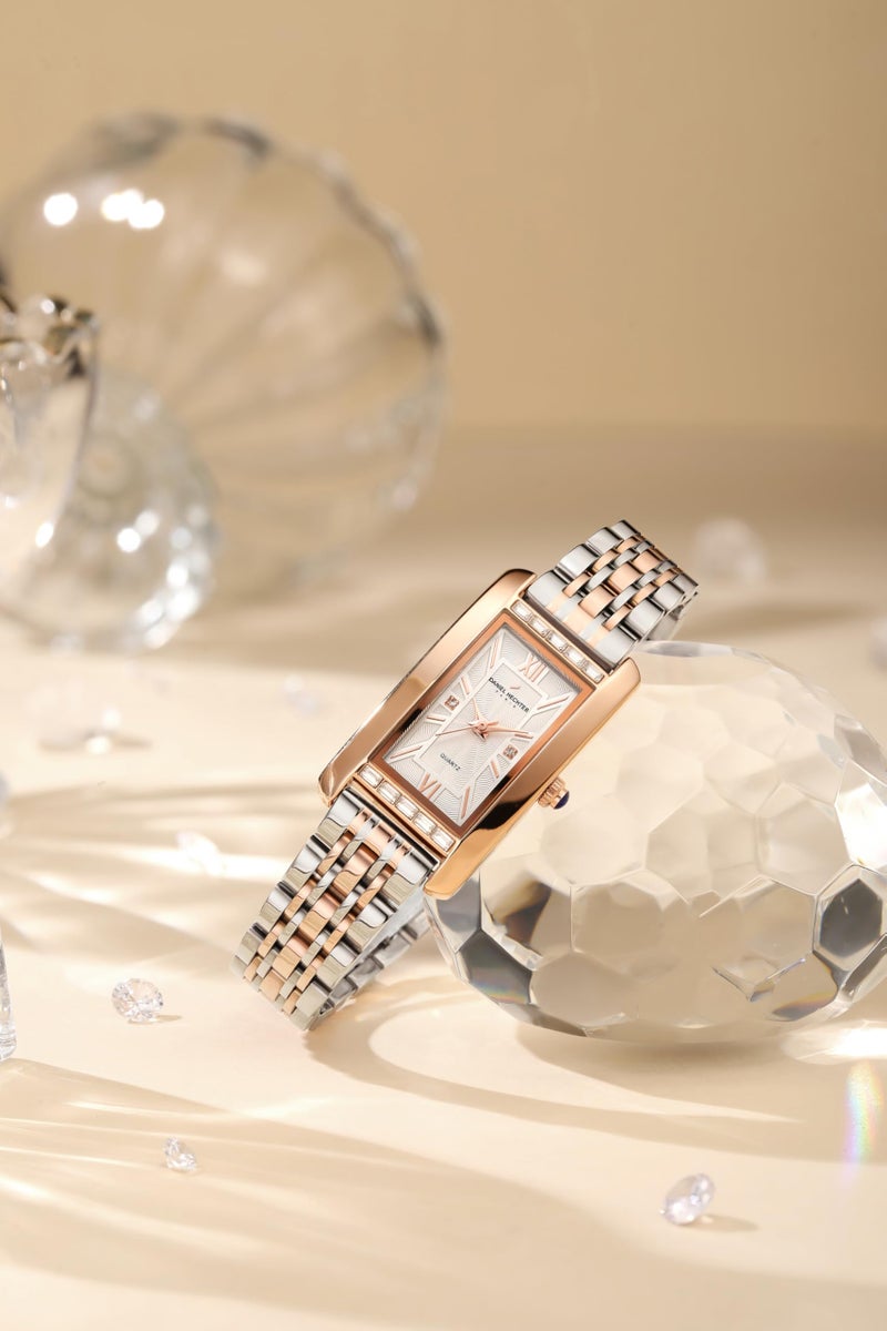 Daniel Hechter Paris Solferino Collection Stylish Analog Watch for Women with Rectangular Dial, Roman Accents, Stainless Steel Strap & Water Resistant - DHW2010 - Image 3