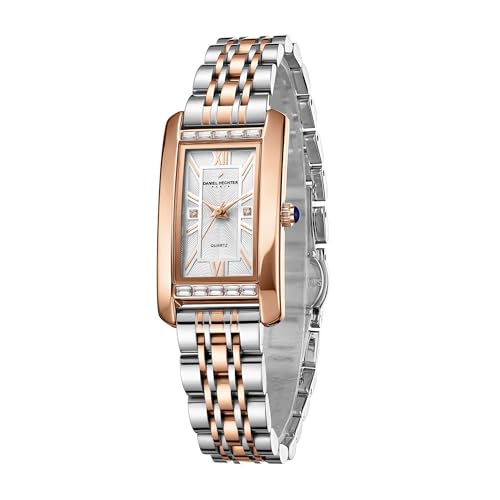 Daniel Hechter Paris Solferino Collection Stylish Analog Watch for Women with Rectangular Dial, Roman Accents, Stainless Steel Strap & Water Resistant - DHW2010 - Image 1