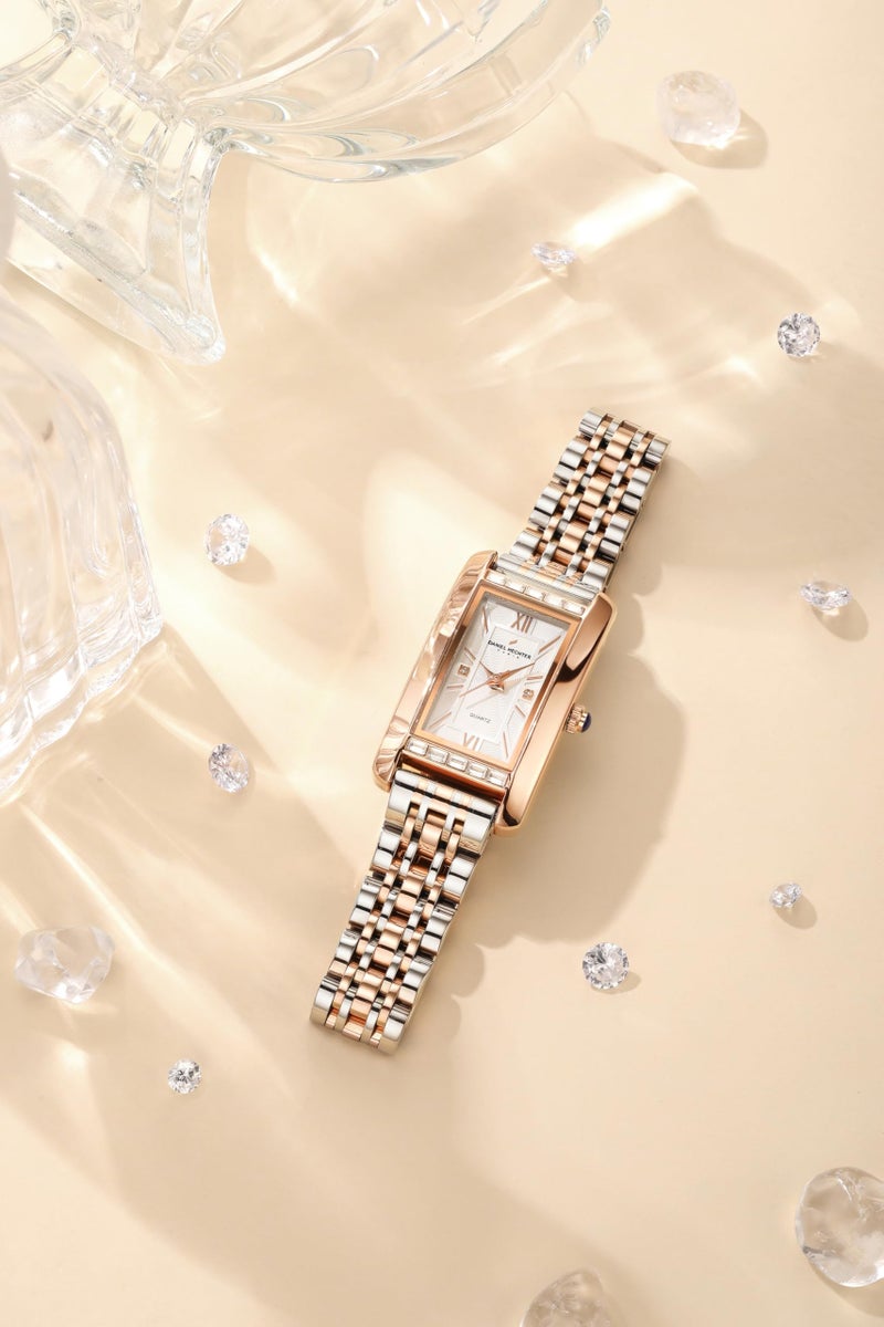 Daniel Hechter Paris Solferino Collection Stylish Analog Watch for Women with Rectangular Dial, Roman Accents, Stainless Steel Strap & Water Resistant - DHW2010 - Image 4
