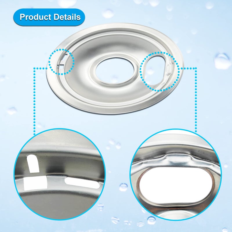 Bestong Drip Pan Electric Stove Burner Covers for Whirlpool W10278125 W10196405 W10196406, 4 Pack (3) 6" & (1) 8" - Image 5