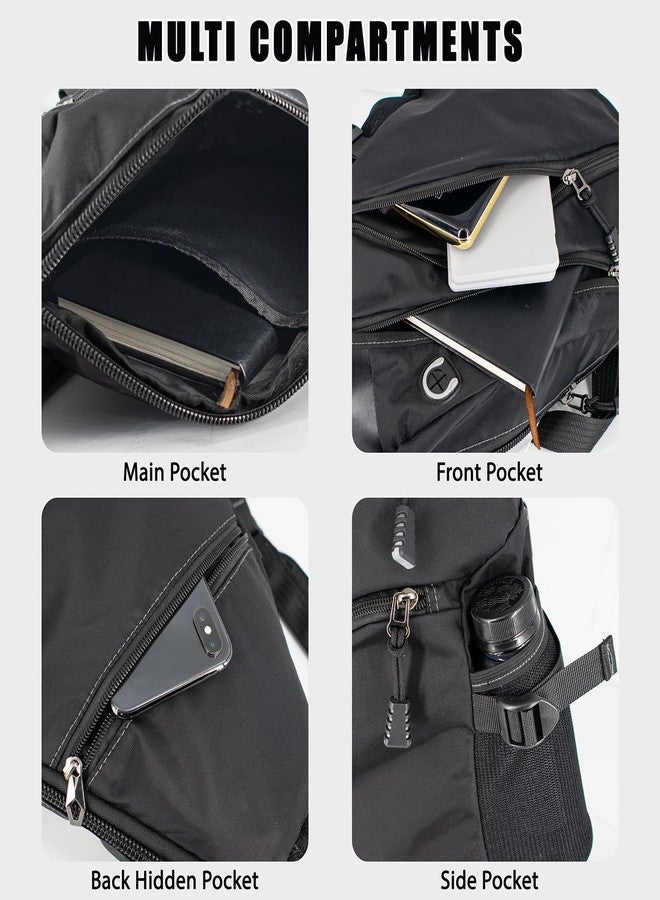 MANETTA Sling Bag for Men and Women, Water-resistant Crossbody Bag, Multi-functional Backpack with Water Bottle Pocket,Large Sling Backpack with Adjustable Shoulder Strap for Daypack Travel Hiking - Image 4