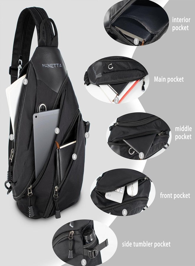 MANETTA Sling Bag for Men and Women, Water-resistant Crossbody Bag, Multi-functional Backpack with Water Bottle Pocket,Large Sling Backpack with Adjustable Shoulder Strap for Daypack Travel Hiking - Image 2