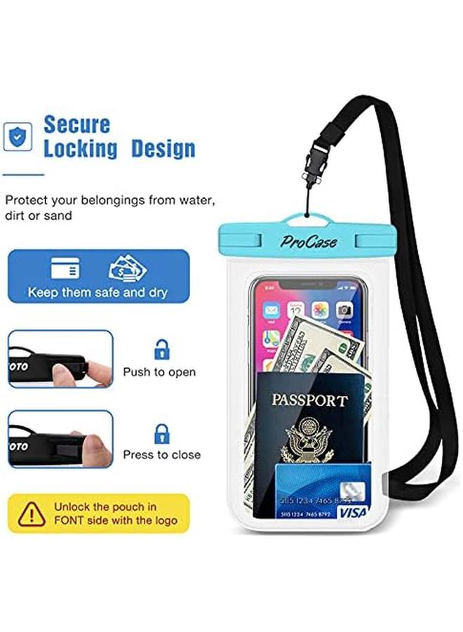 Procases 4 Pack Waterproof Phone Pouch Dry Bag Underwater Case For Iphone 15 14 13 12 Pro Max 11 Pro Max 13 Mini Xs Max Xr X 8 7 Galaxy S23 S22 S21 Ultra Note Up To 7" Blue Green Pink Yellow - Image 2