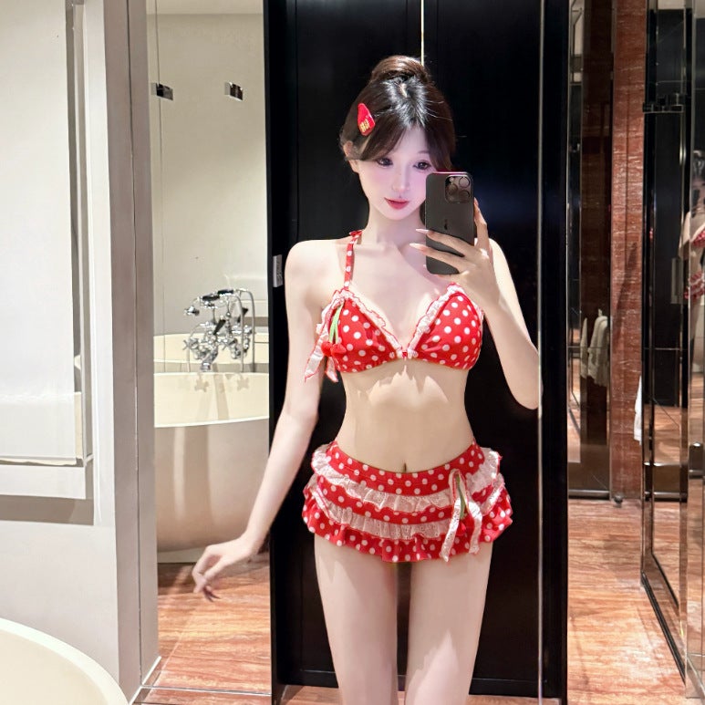 Women's Bikini Swimsuit Set - Sweet Polka Dot Cherry Design, Sexy and Comfortable - Image 3