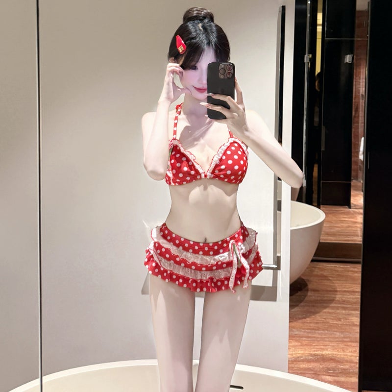Women's Bikini Swimsuit Set - Sweet Polka Dot Cherry Design, Sexy and Comfortable - Image 1