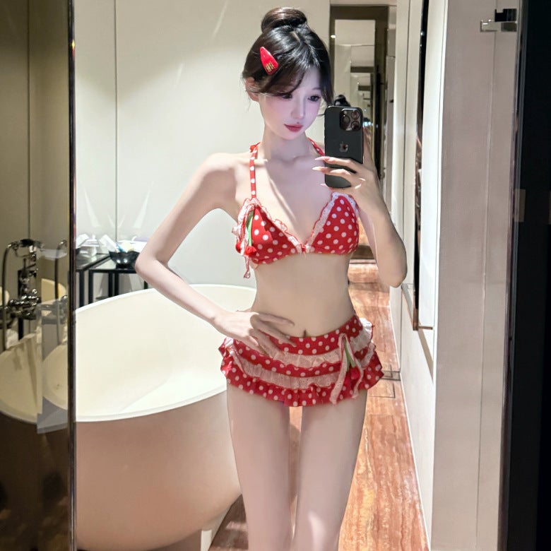 Women's Bikini Swimsuit Set - Sweet Polka Dot Cherry Design, Sexy and Comfortable - Image 2