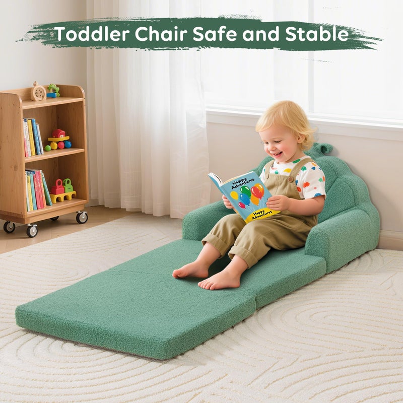 Airpanda Toddler Chair for Kids, 2-in-1 Soft Couches That Fold Out for Toddler, Convertible Baby Sofa to Lounger for Playroom with Cute Petal Design, Green - Image 5