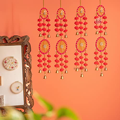 BS AMOR Dual Red Chakri Latkan Traditional Hanging Latkan for Party, Wedding, Room, Home, Main Door,Diwali Decoration Items (4) - Image 3