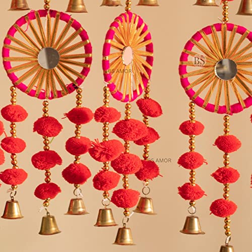 BS AMOR Dual Red Chakri Latkan Traditional Hanging Latkan for Party, Wedding, Room, Home, Main Door,Diwali Decoration Items (4) - Image 5