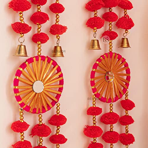 BS AMOR Dual Red Chakri Latkan Traditional Hanging Latkan for Party, Wedding, Room, Home, Main Door,Diwali Decoration Items (4) - Image 4