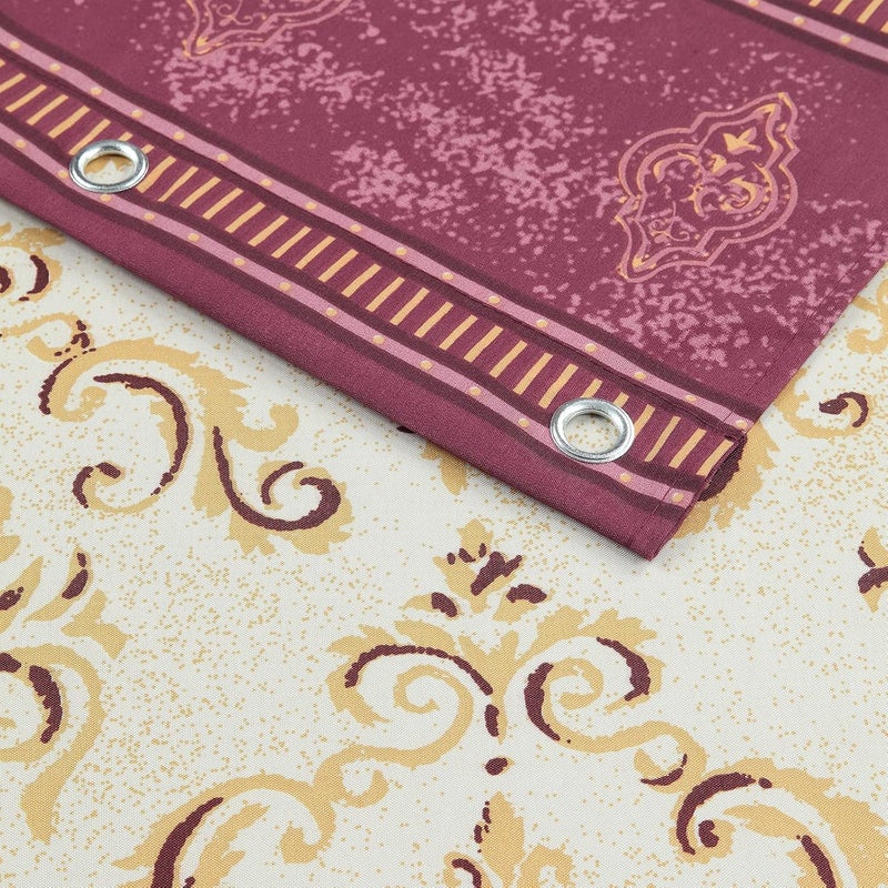 BESTRIPES Fabric Shower Curtain, Burgundy and Gold Yellow Boho Paisley Damask Print Shower Curtains for Bathroom, Waterproof Bathroom Curtains, 72" W x 72" H - Image 5