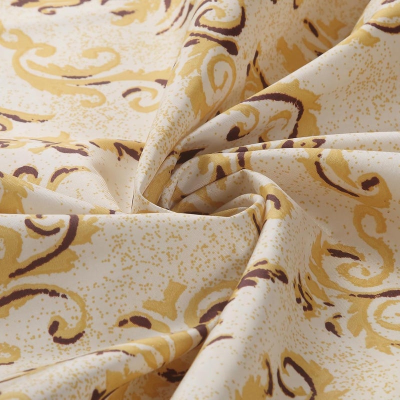 BESTRIPES Fabric Shower Curtain, Burgundy and Gold Yellow Boho Paisley Damask Print Shower Curtains for Bathroom, Waterproof Bathroom Curtains, 72" W x 72" H - Image 2