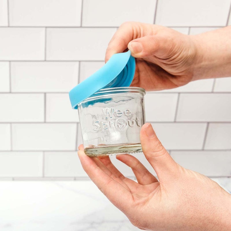 WeeSprout Glass Baby Food Storage Jars w/Lids (4 oz, 12 Pack Set) Snack, Puree, Reusable Small Containers, Breast Milk, Fridge or Freezer, Microwave & Dishwasher Safe, Essential Must Have for Infants - Image 2