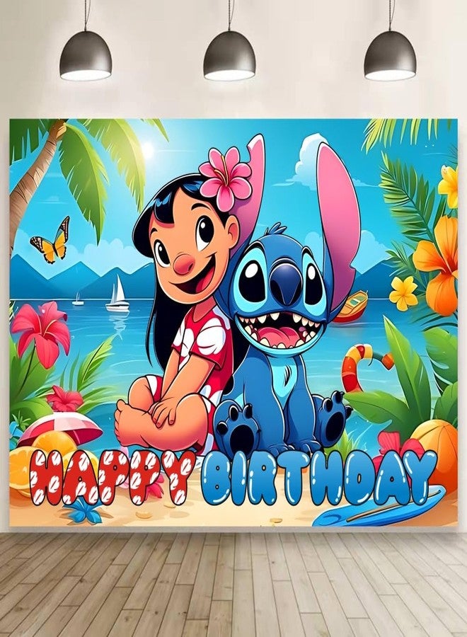 ARHAVI Wall Decor Backdrop for Stitch Birthday Decorations, Cute Banner for Stitch Party Supplies (5x3ft) - Image 1