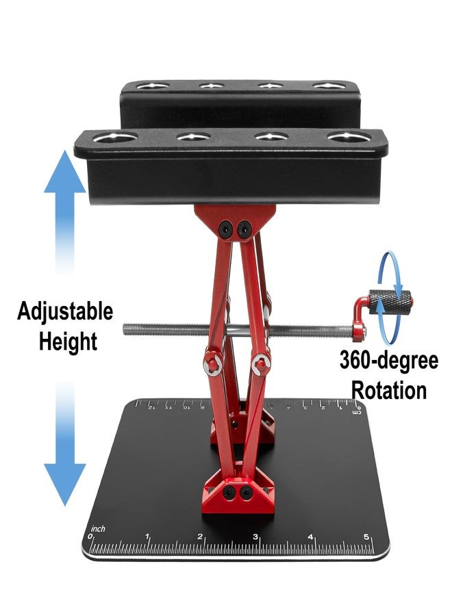 LRFHL RC Car Stand Aluminum Repair Workstation for 1/8 1/10 1/12 1/16 Traxxas TRX4 Axial Arrma Redcat Crawler Monster Truck Buggy, RC Car Repair Work Stand 360 Degree Rotation Lift Lower Tool Kit (Black) - Image 4