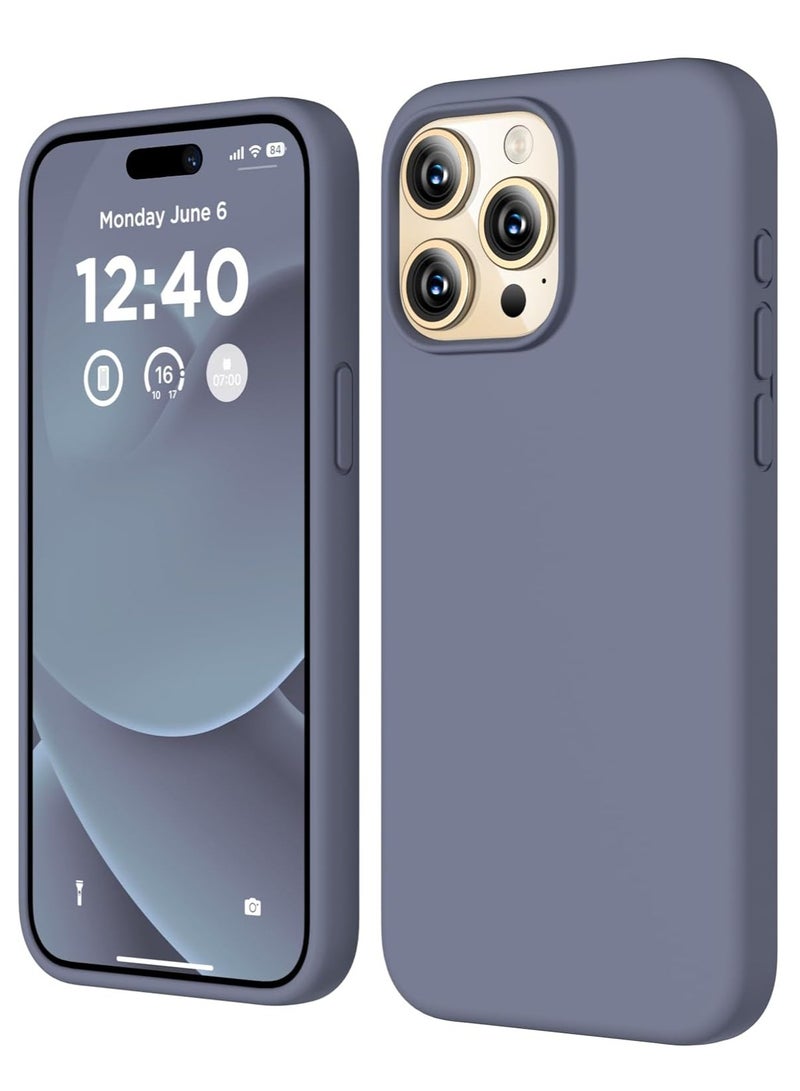 ELTRAZONE Compatible with iPhone 15 Pro Max Case, Liquid Silicone Case, Full Body Shockproof Protective Cover Slim Thin Phone Case with [Soft Anti-Scratch Microfiber Lining], 6.7 inch-Lavender Gray - Image 1