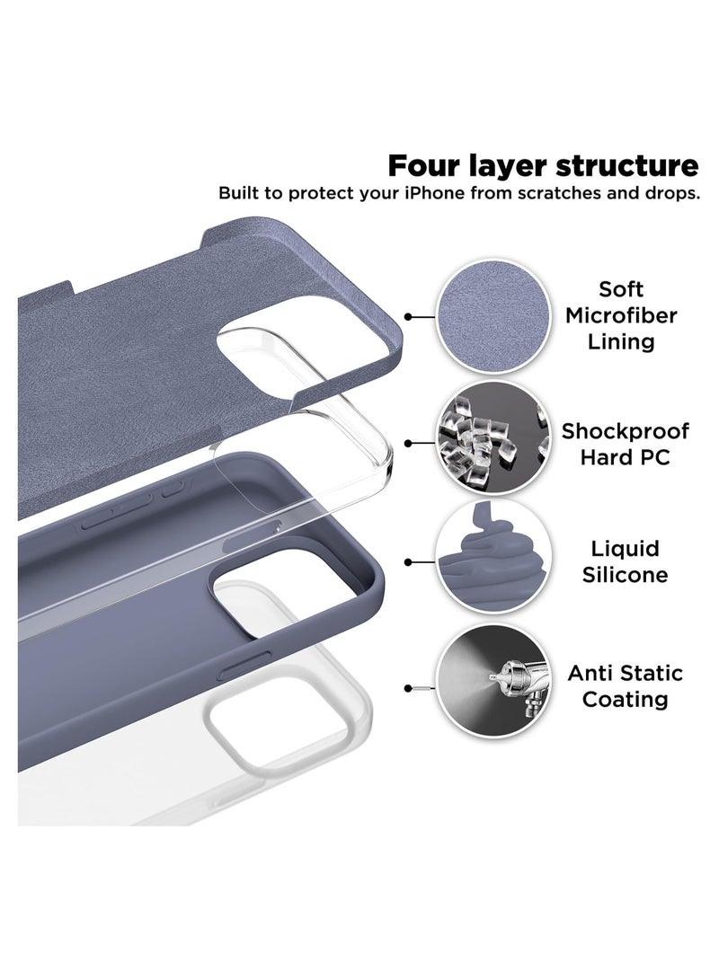 ELTRAZONE Compatible with iPhone 15 Pro Max Case, Liquid Silicone Case, Full Body Shockproof Protective Cover Slim Thin Phone Case with [Soft Anti-Scratch Microfiber Lining], 6.7 inch-Lavender Gray - Image 3