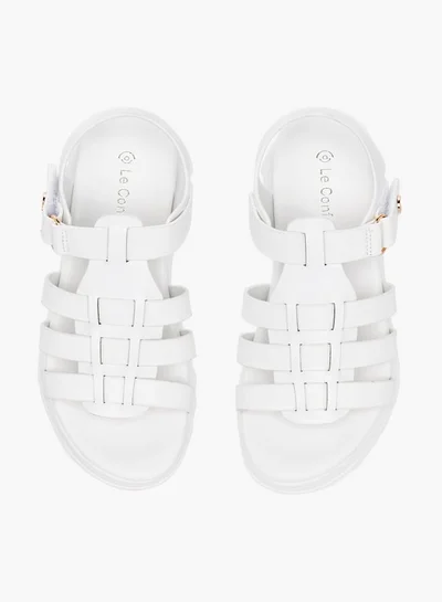 Le Confort Girls Solid Chunky Sole Strap Sandals with Hook and Loop Closure
